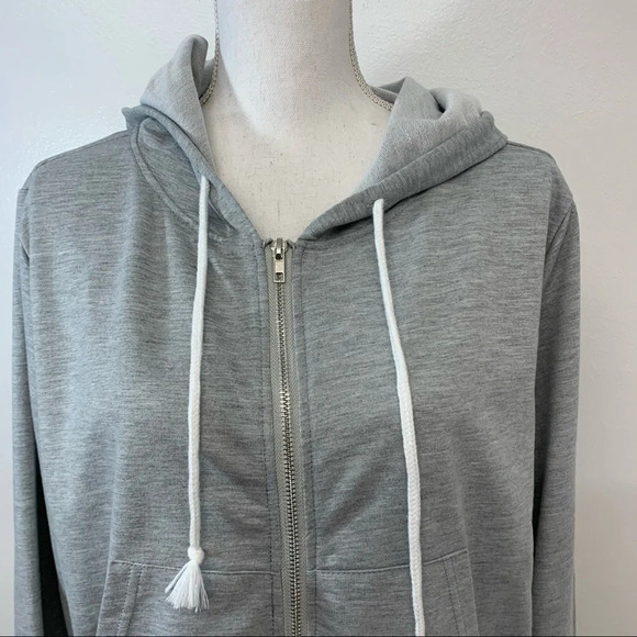 Shein‎ Curve Sweatshirt Woman 2XL Gray Full Zip Hood Pockets Light Weight Crop - Picture 2 of 10